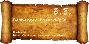 Bamberger Bozsidár névjegykártya
